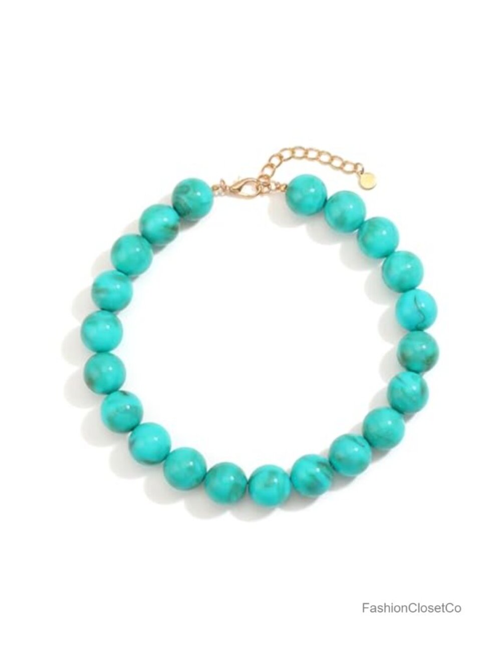 Chunky Resin Beaded Statement Necklace Adjustable Lobster Clasp Boho
